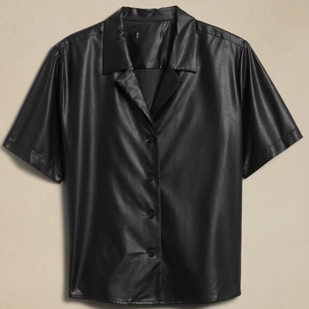 Brand New Banana Republic Black Vegan Leather Shirt M